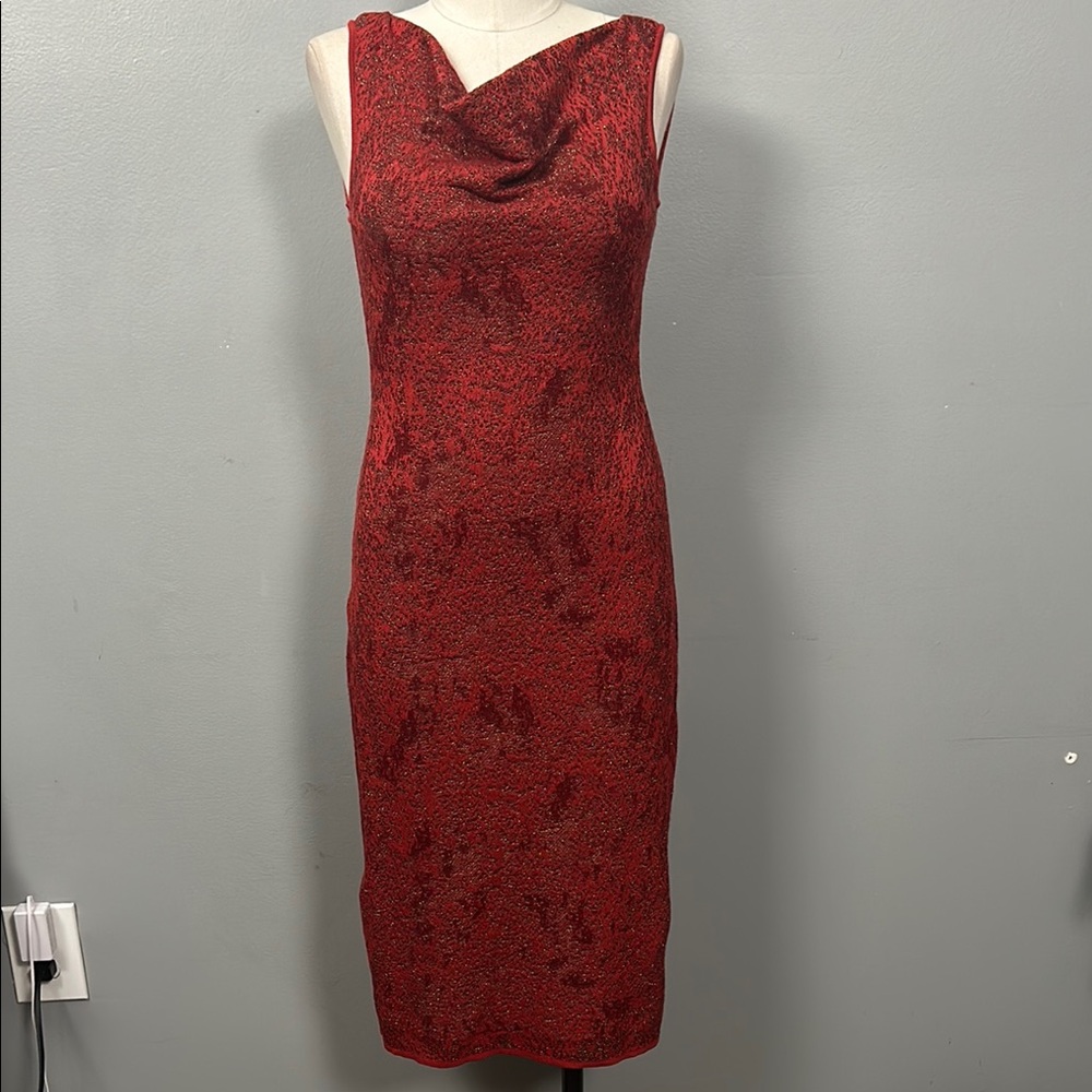 Peruvian Connection Elegant Red Sleeveless Sheath Dress small